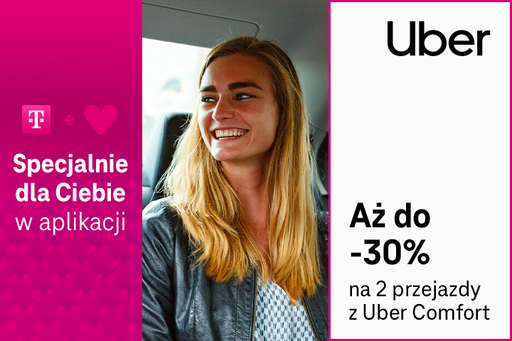 Odbierz do 30% zniżki na dwa przejazdy w aplikacji Uber od T-Mobile