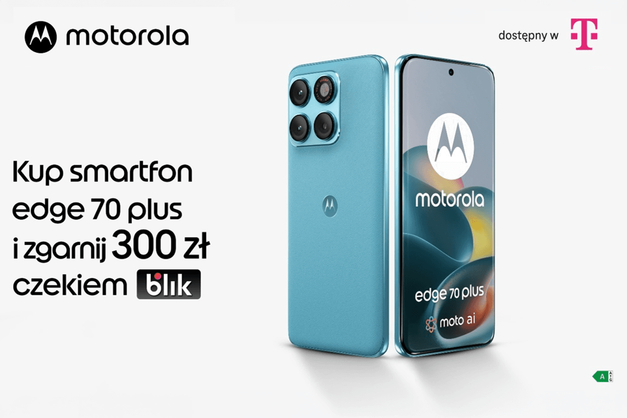 Motorola edge 70 plus już dostępna w T-Mobile. W promocji z BLIKIEM możesz zyskać 300 zł