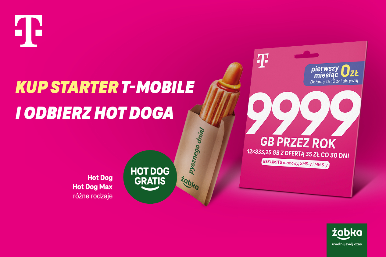 Starter T-Mobile z pierwszym miesiącem za 0 zł, a do tego hot dog gratis w sklepie Żabka